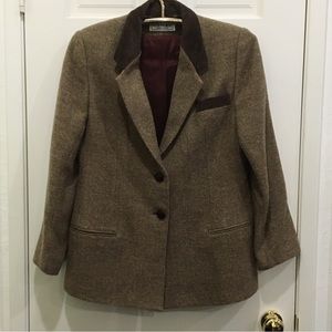 Pierre Dumas vintage brown herringbone and suede jacket